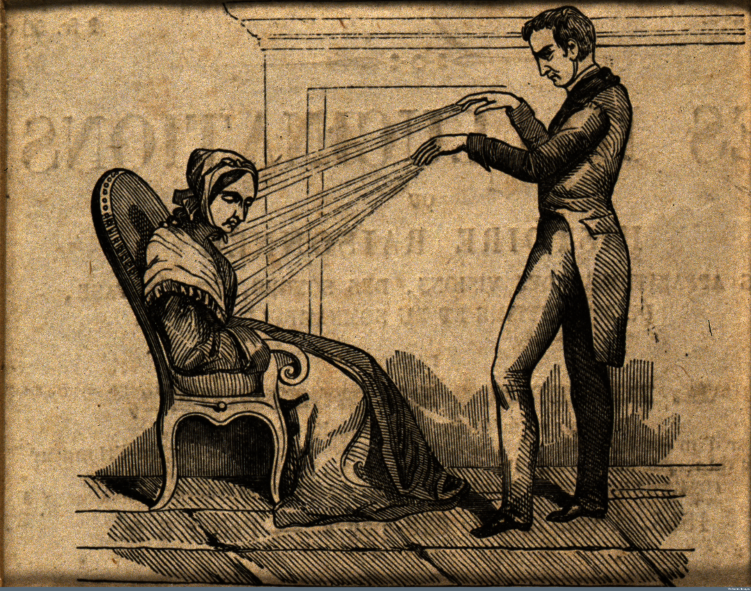 Franz Anton Mesmer in einer zeitgenössischen Karikatur