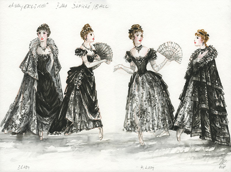 Roses Figurinen der Kostüme von Mayerling.