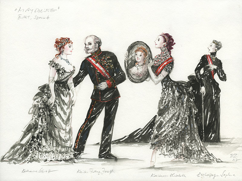 Roses Figurinen der Kostüme von Mayerling.