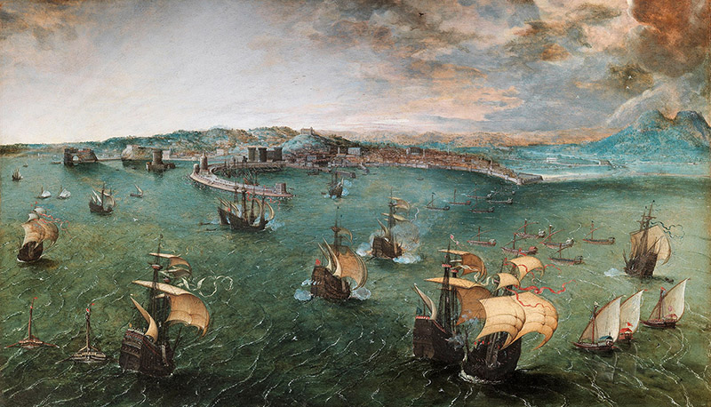 Pieter Bruegel d. Ä. (um 1525/30 vermutlich in Breugel oder Antwerpen ‒ 1569 Brüssel), Der Hafen von Neapel, Um 1563?, Holz, 42,2 × 71,2 cm, Rom, Galleria Doria Pamphilj, Bildnachweis: Rom, Galleria Doria Pamphilj